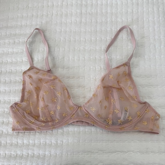 Free People Mesh Underwire Star Embroidered Bra - Picture 1 of 6